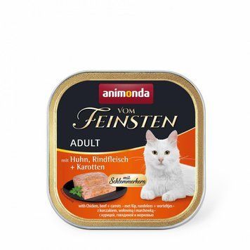 Корм вологий Vom Feinsten Adult with Chicken Beef Carrots для котів з куркою яловичиною та морквою 100 г AM-83262 фото