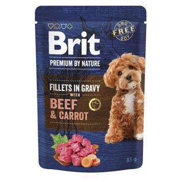Корм вологий Brit Premium Fillets in Gravy Beef & Carrot для собак малих порід філе в соусі яловичина і морква 85 г 101242 фото