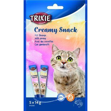 Ласощі Trixie Creamy Snacks для котів з тунцем і креветками 5 шт х 14 г 42682 фото