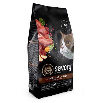 Корм сухий Savory Adult Cat Sensitive Digestion Fresh Lamb and Turkey для дорослих котів з чутливим травленням з ягнятиною т 30082 фото