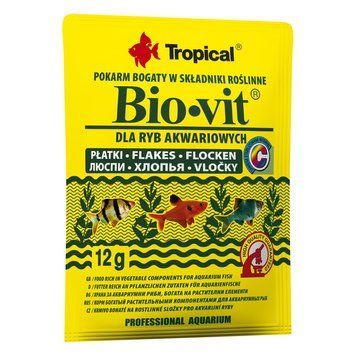 Корм Tropical Bio-Vit для травоїдних акваріумних риб пластівці 12 г 74411 фото