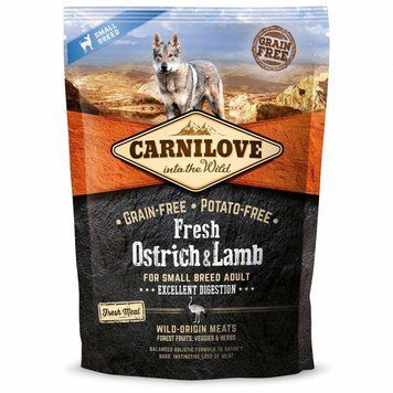 Корм сухий Carnilove Fresh Ostrich and Lamb for Small Breed Dogs для дорослих собак дрібних порід зі страусом та ягнятиною 1 170869/7472***** фото